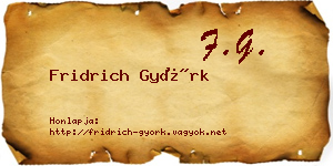Fridrich Györk névjegykártya